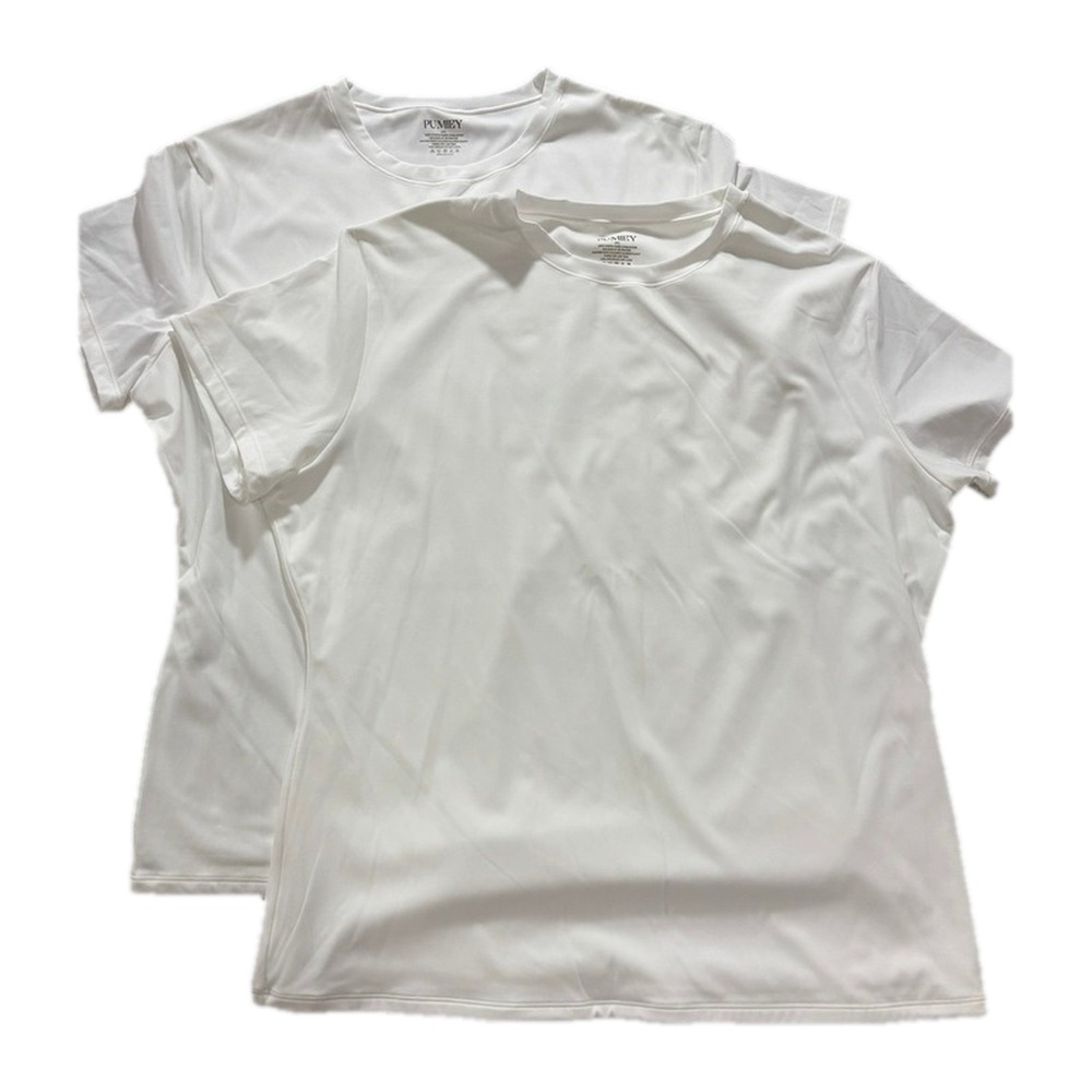 PUMIEY 2XL White T-Shirt 2 Pack Womens Short Sleeve Athleisure Minimalist Casual
